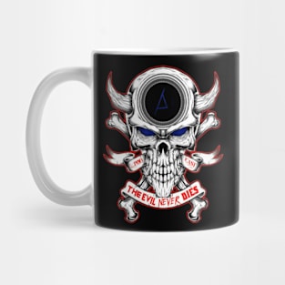 New Evil Never Dies Podcast Logo Mug